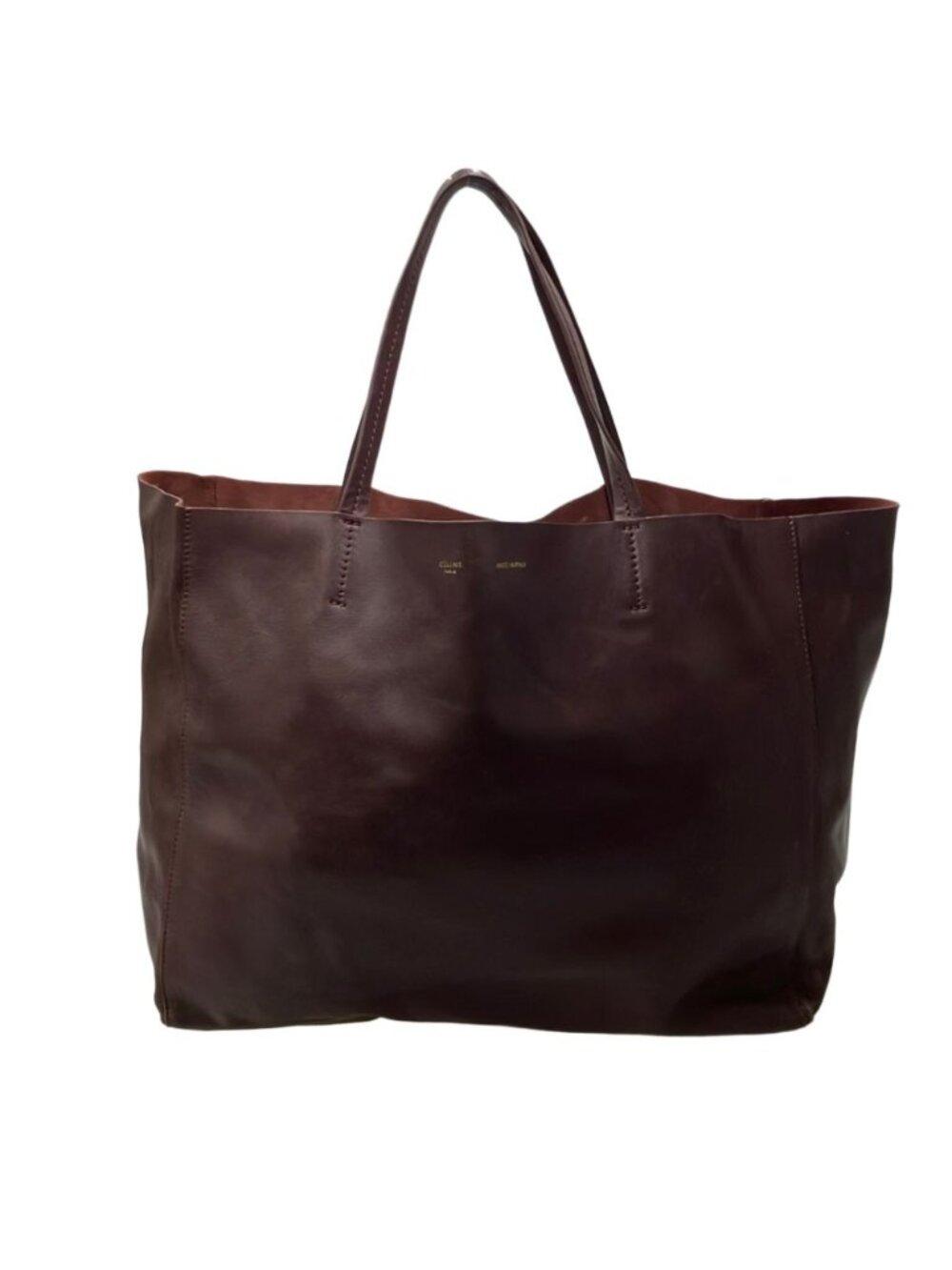 Celine Tote Bag Leather Burgundy